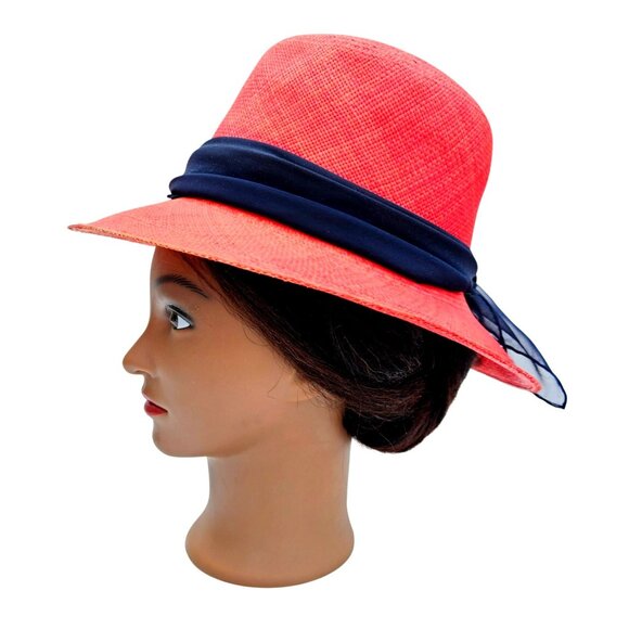 Saks Fifth Avenue Accessories - Vintage Red Straw Hat by Saks Fifth Avenue Union Label USA 22.5" Medium